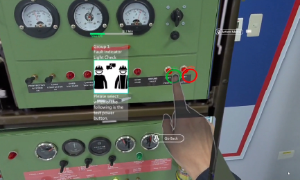AR interface displaying real-time data on industrial control panel